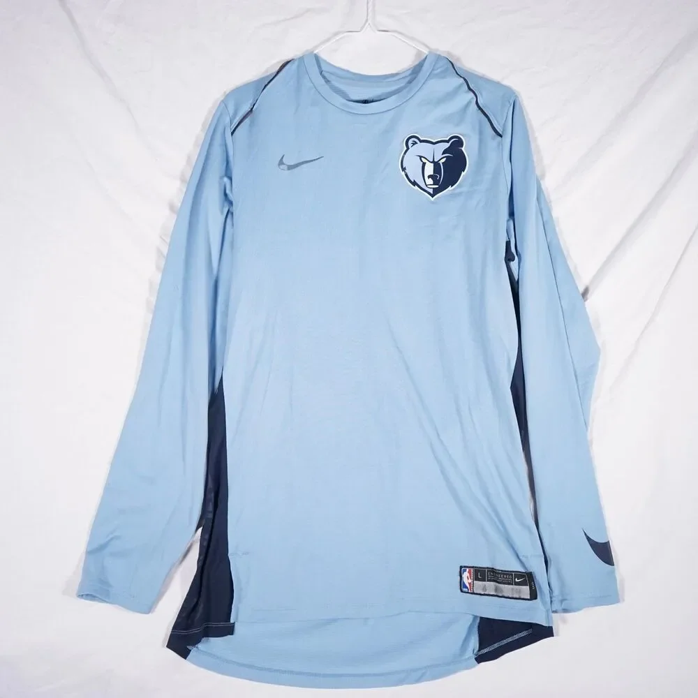 Nike Memphis Grizzlies Elite Long Sleeve Shooter Shirt Blue Mens Large Tall